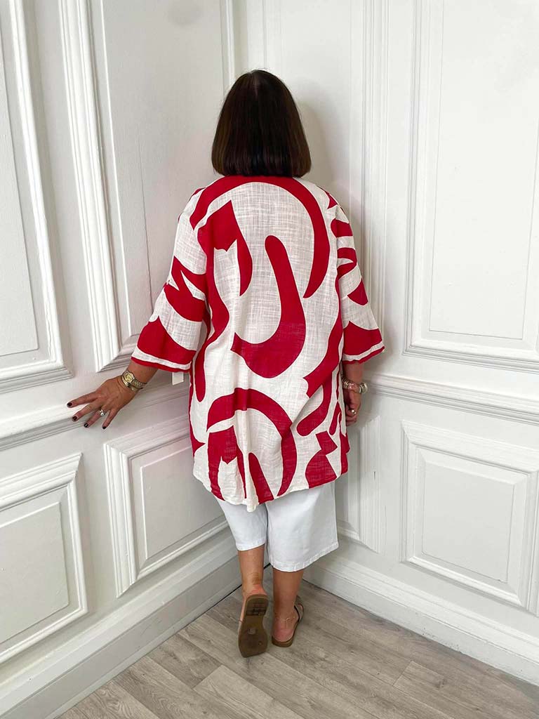 Abstract Throwover Shirt - Cherry - Image 4
