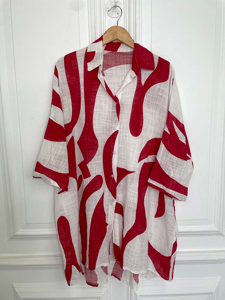Abstract Throwover Shirt - Cherry - Image 5