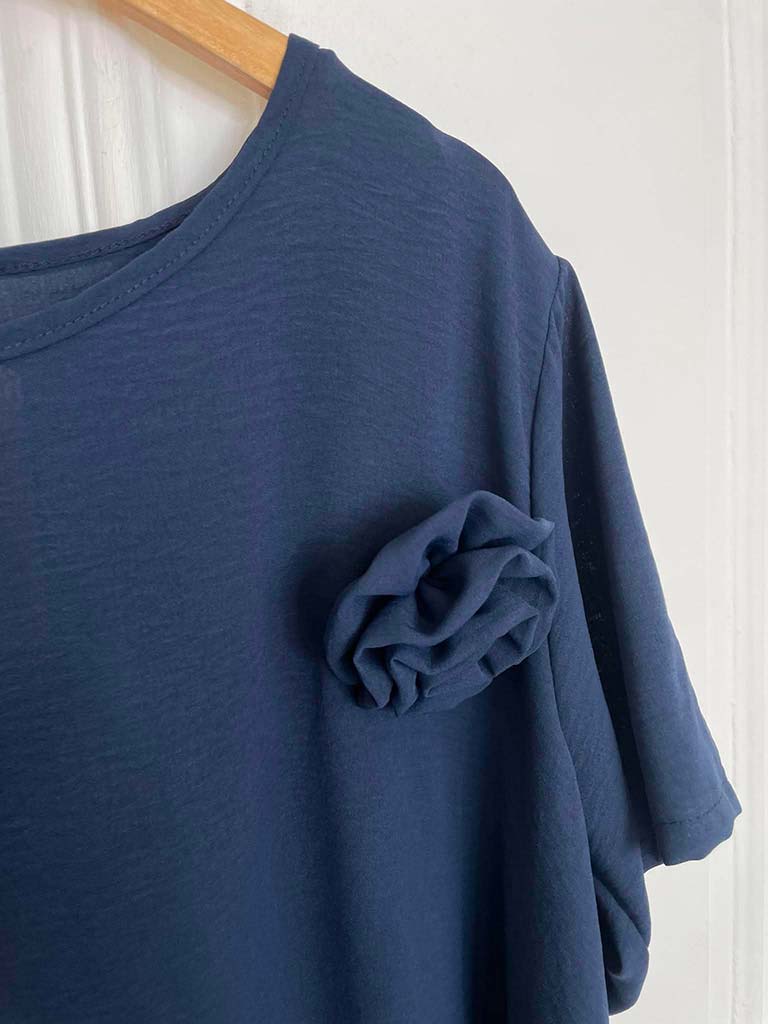 Asymmetric Flower Co-ord - Navy - Image 3