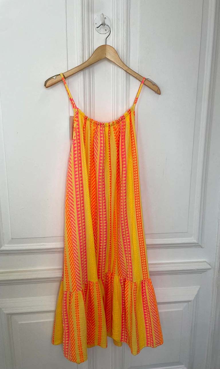 Aztec Peplum Hem Dress - Yellow Mix - Image 3