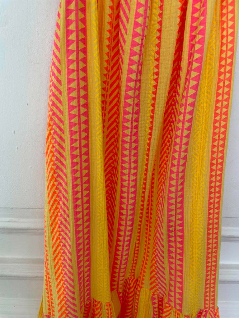 Aztec Peplum Hem Dress - Yellow Mix - Image 5