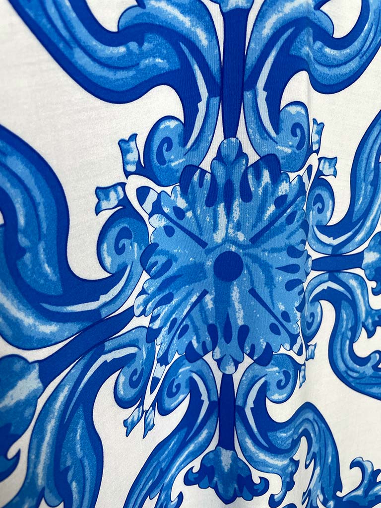 Baroque Sleeveless Dress - Blue - Image 3