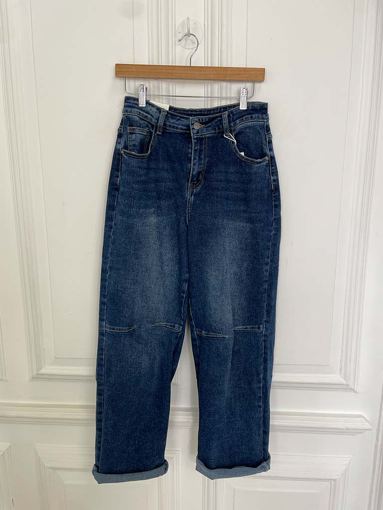 Barrel Leg Jeans - Mid Blue - Image 3