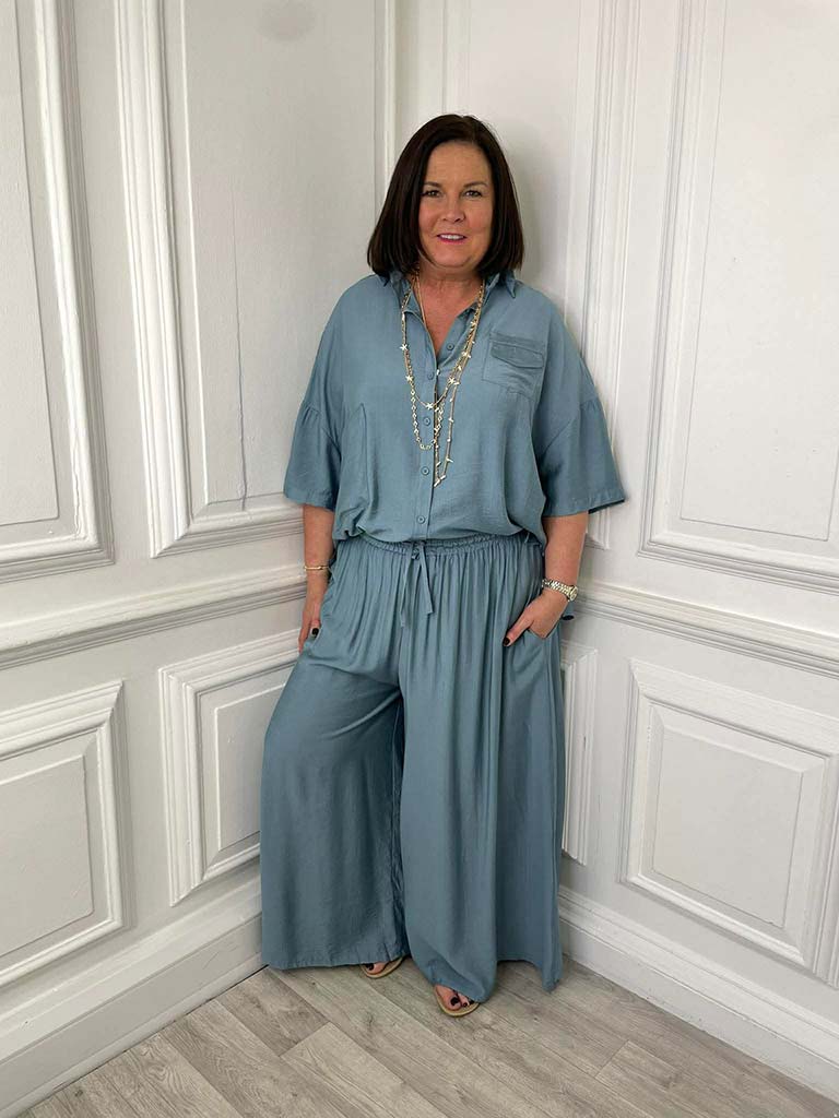 Boxy Pocket Shirt - Airforce Blue - Image 2