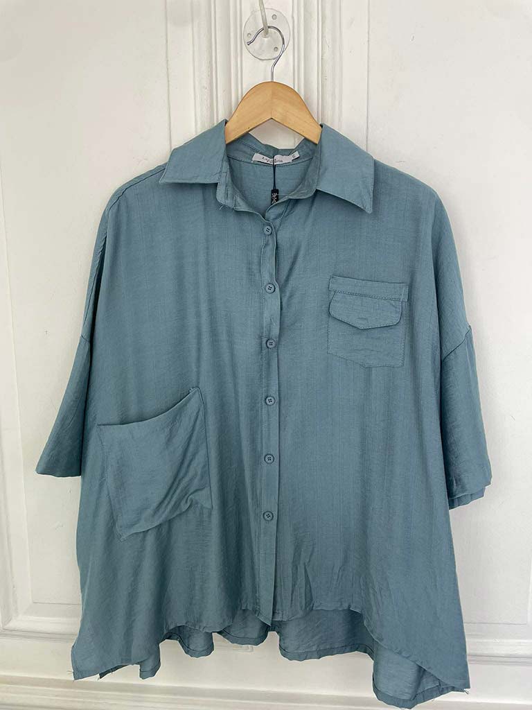 Boxy Pocket Shirt - Airforce Blue - Image 3