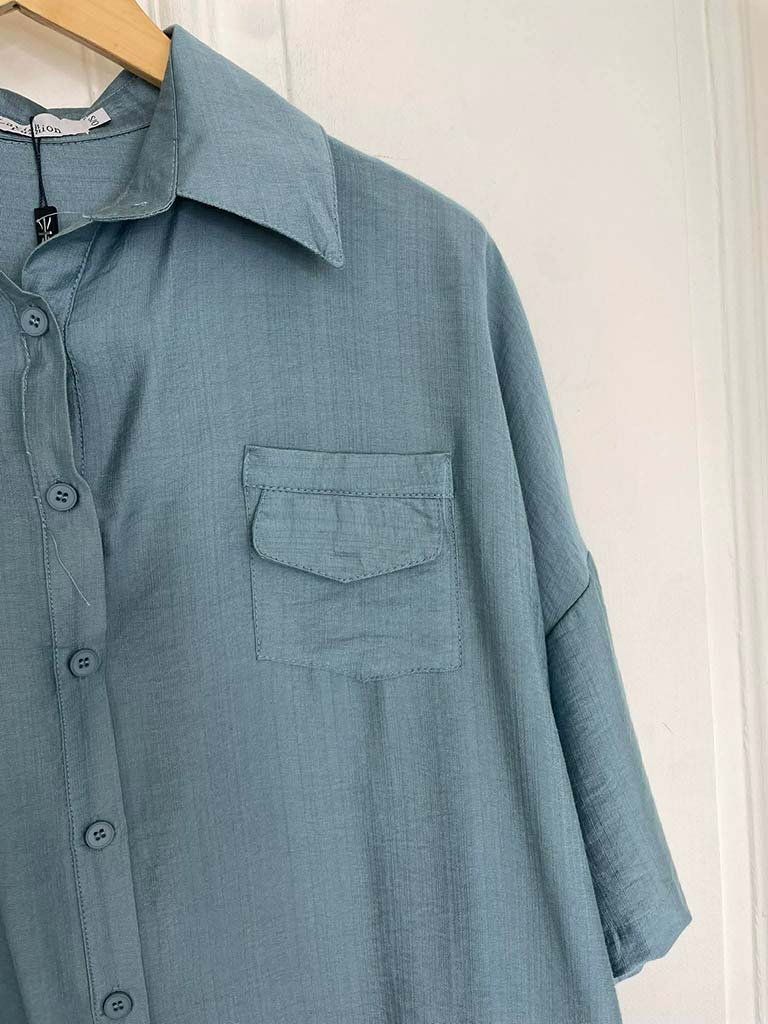Boxy Pocket Shirt - Airforce Blue - Image 4