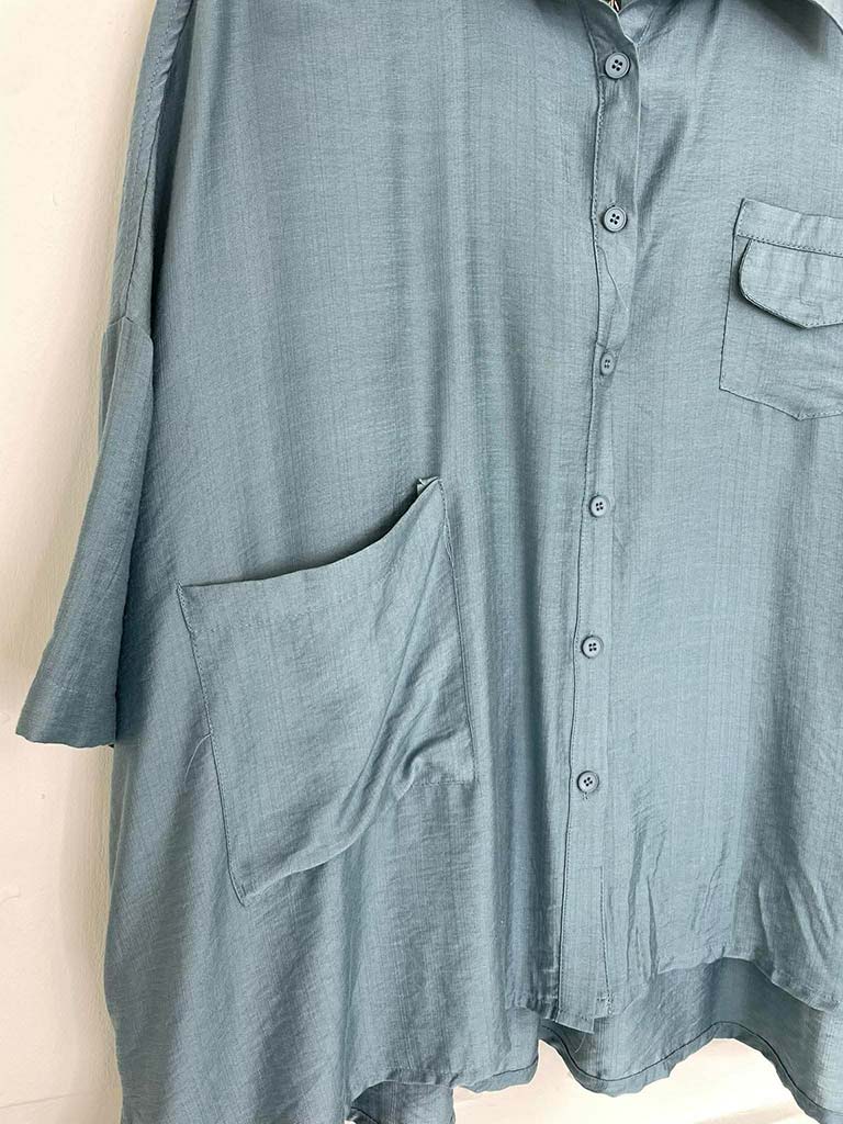 Boxy Pocket Shirt - Airforce Blue - Image 5