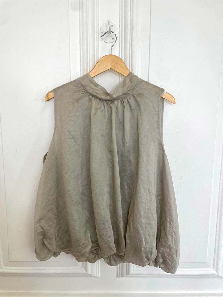 Bubble Hem Top - Stone - Image 4