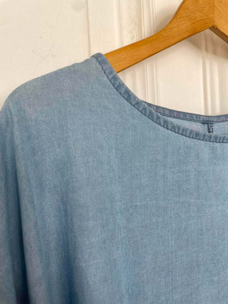 Chambray Tie Sleeve Top - Pale Denim - Image 4