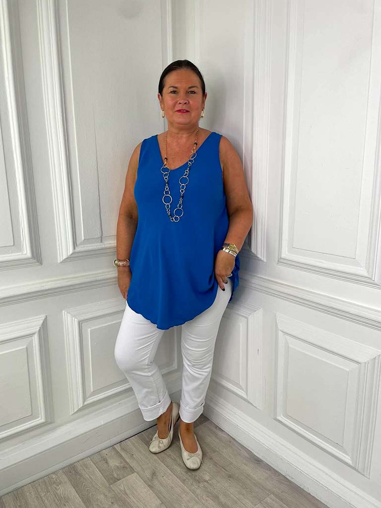 Classic V-Neck Vest - Cobalt - Image 2