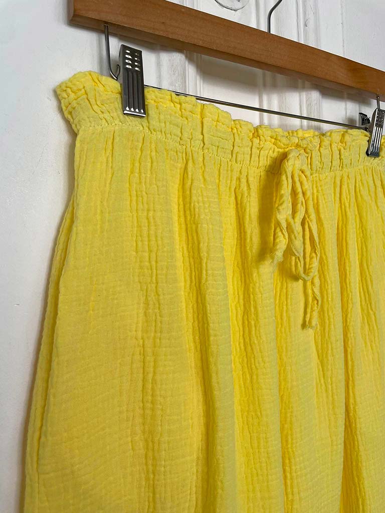 Cloud Cotton Wide Leg Trousers - Lemon - Image 3
