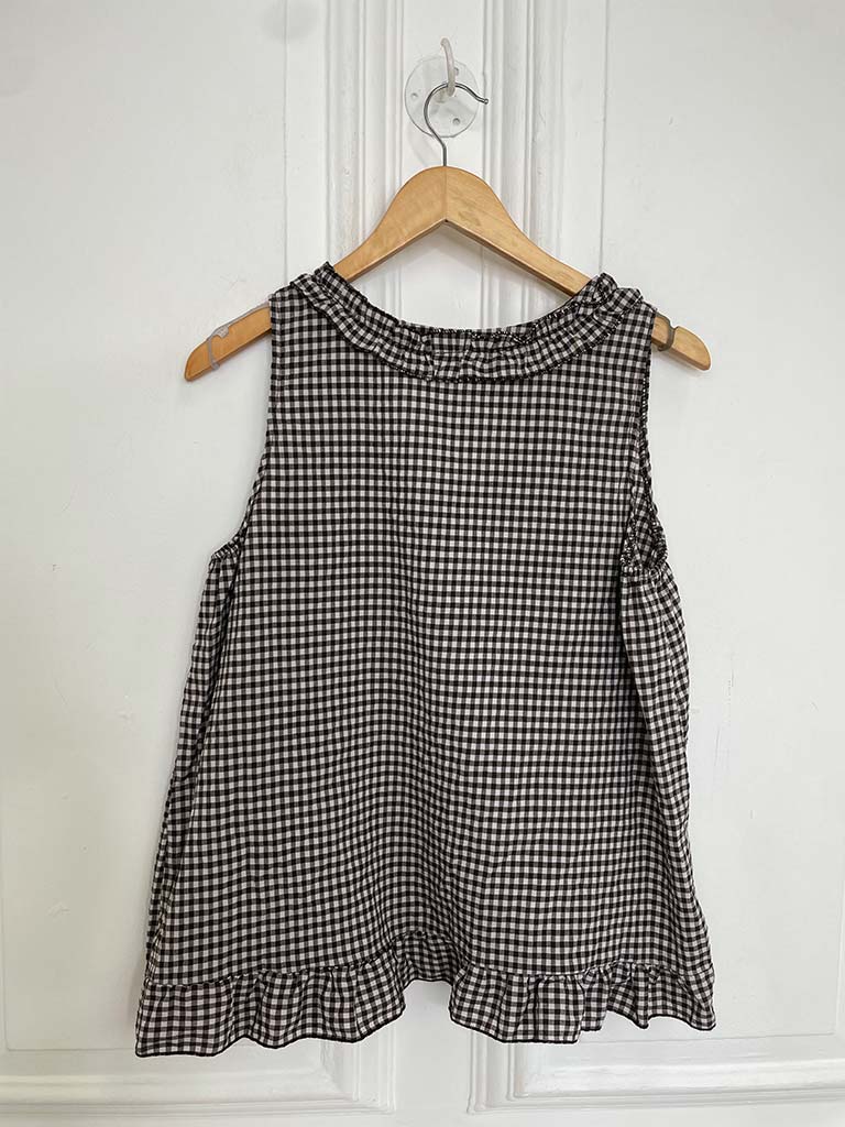 Cottage Check Ruffle Top - Chocolate - Image 7