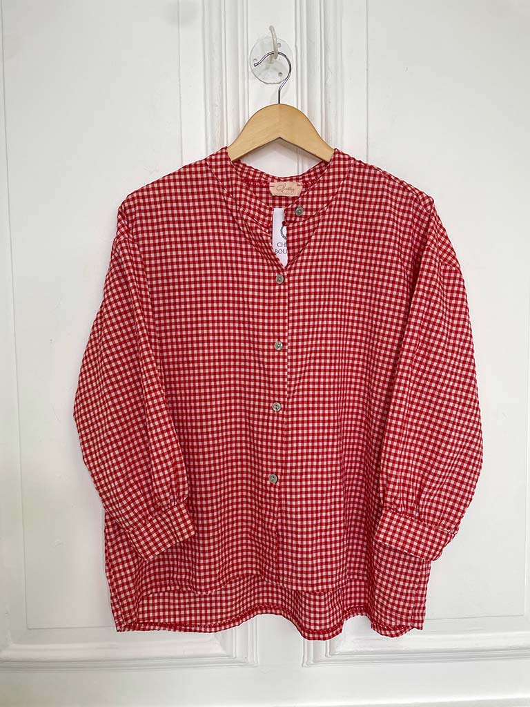 Cottage Check Shirt - Cherry - Image 4