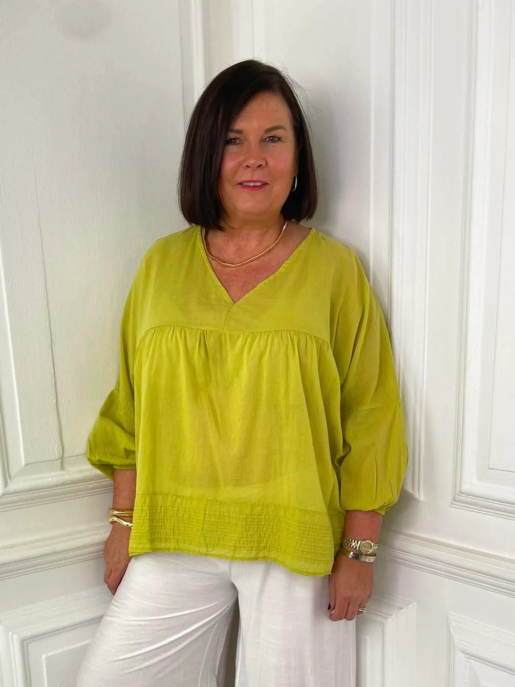 Cotton Smock Top - Kiwi