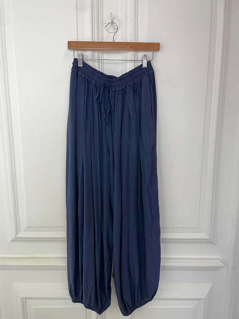 Crepe Balloon Pants - Navy - Image 2
