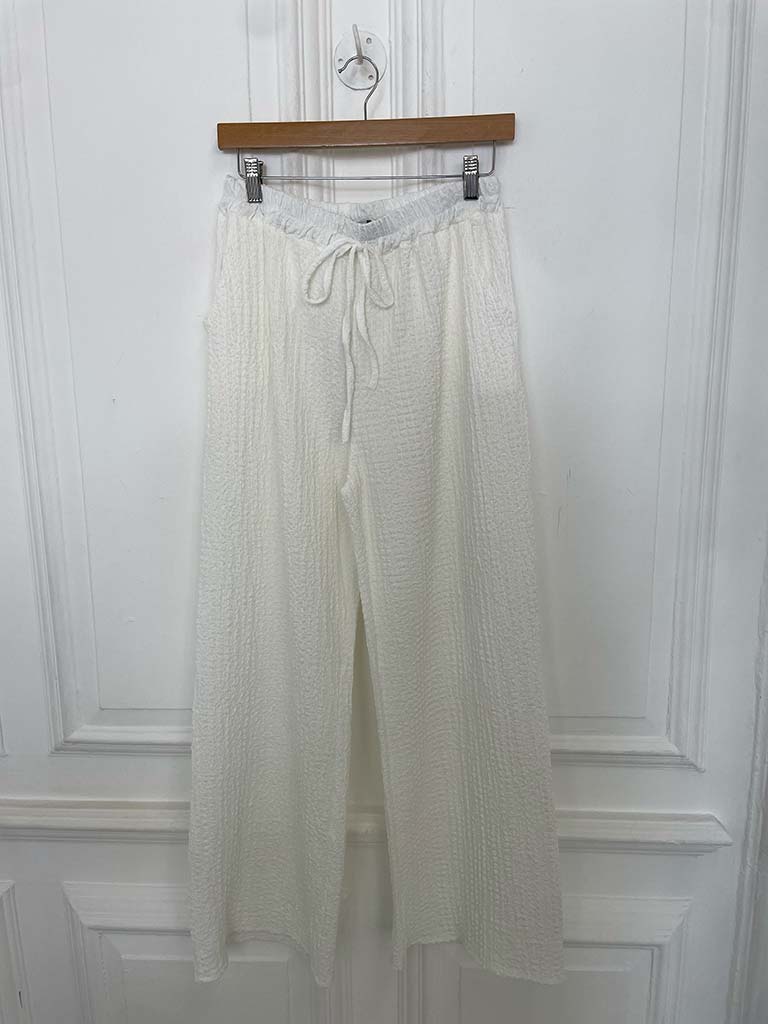 Crinkle Waistcoat & Palazzo Co-ord - Warm White - Image 6