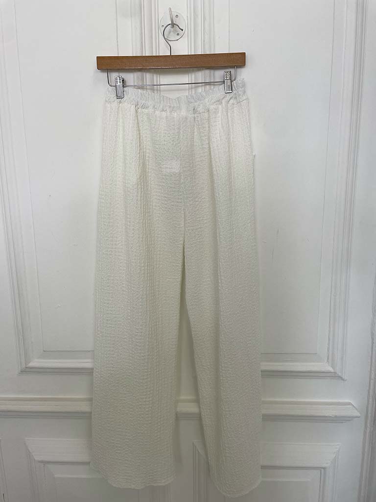 Crinkle Waistcoat & Palazzo Co-ord - Warm White - Image 9
