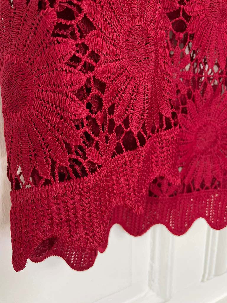 Daisy Crochet Jacket - Cranberry - Image 4