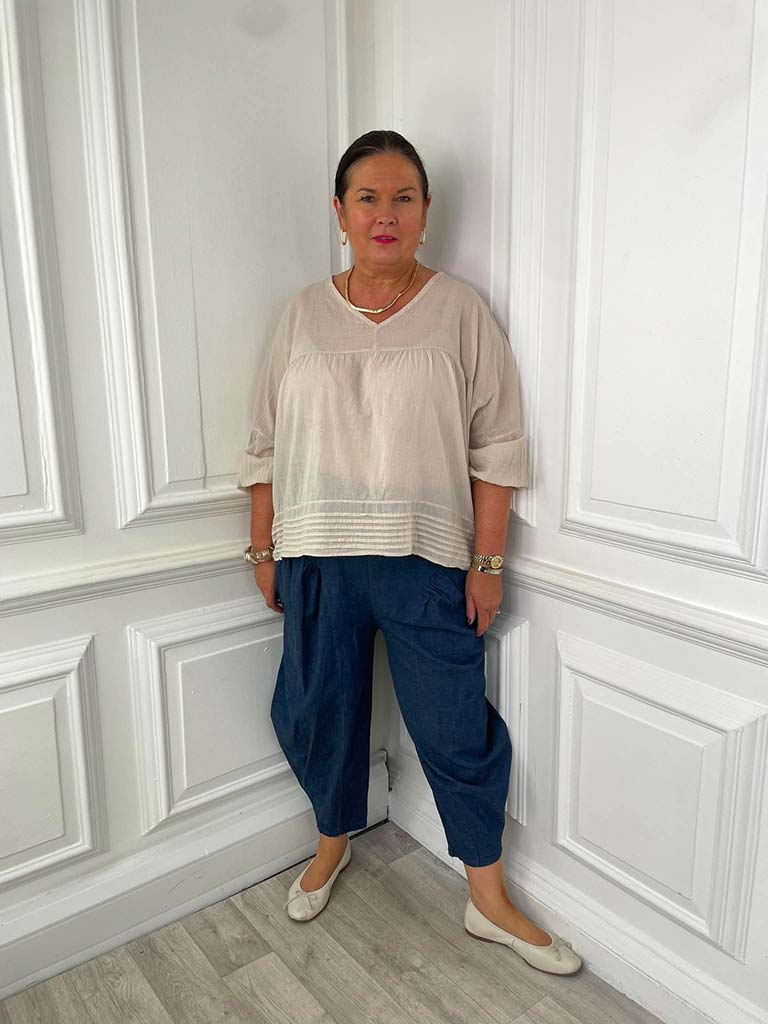 Denim Cocoon Pants - Dark Blue - Image 2