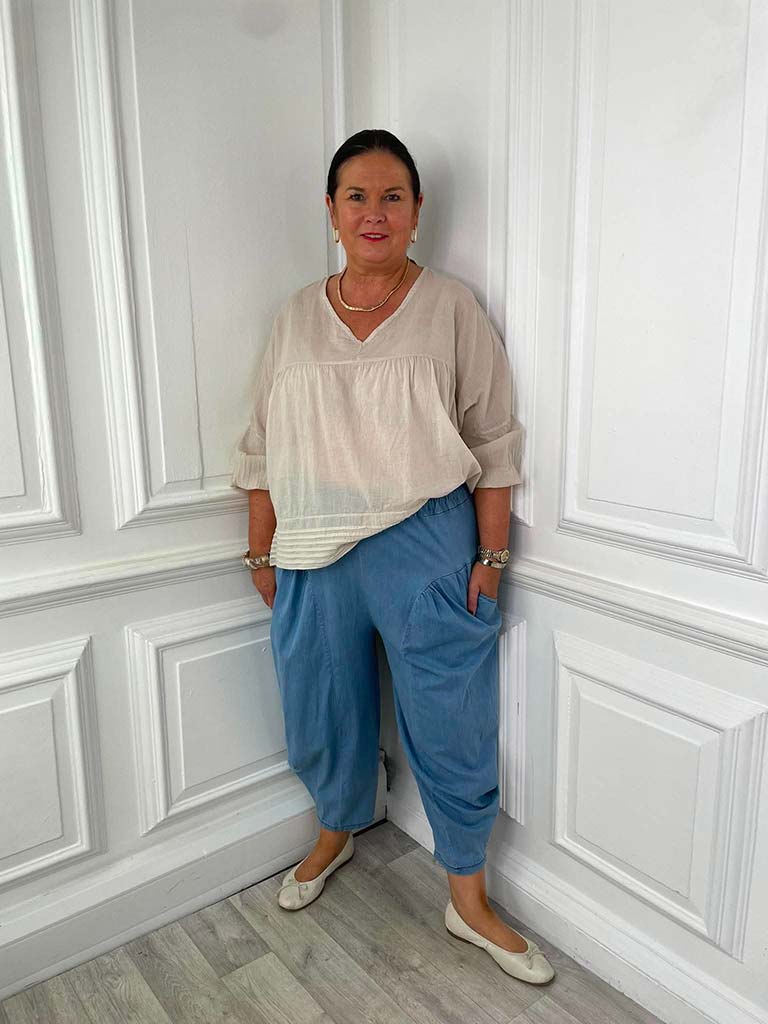 Denim Cocoon Pants - Light Blue - Image 2