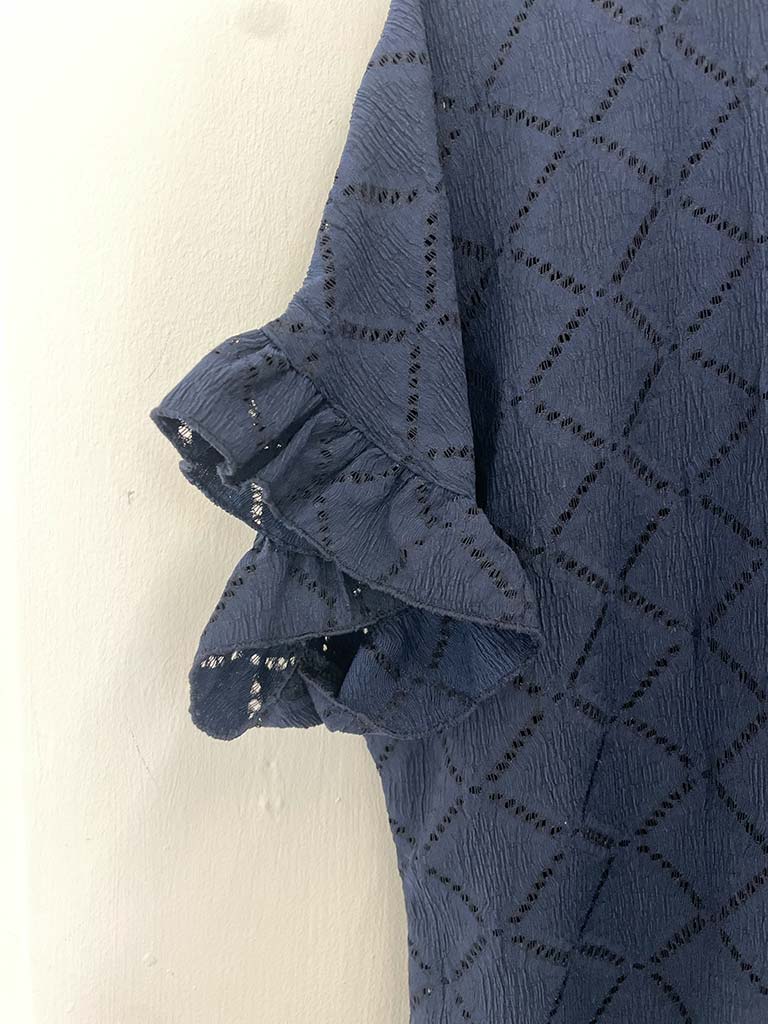 Diamond Eyelet Top - Navy - Image 4
