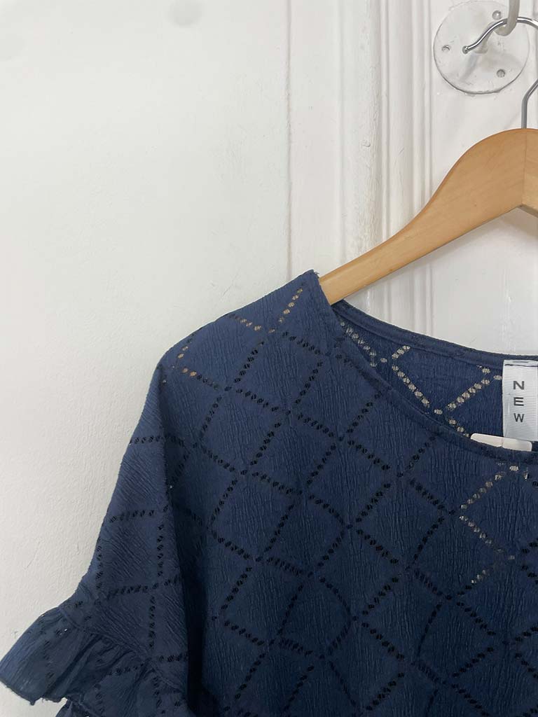 Diamond Eyelet Top - Navy - Image 5