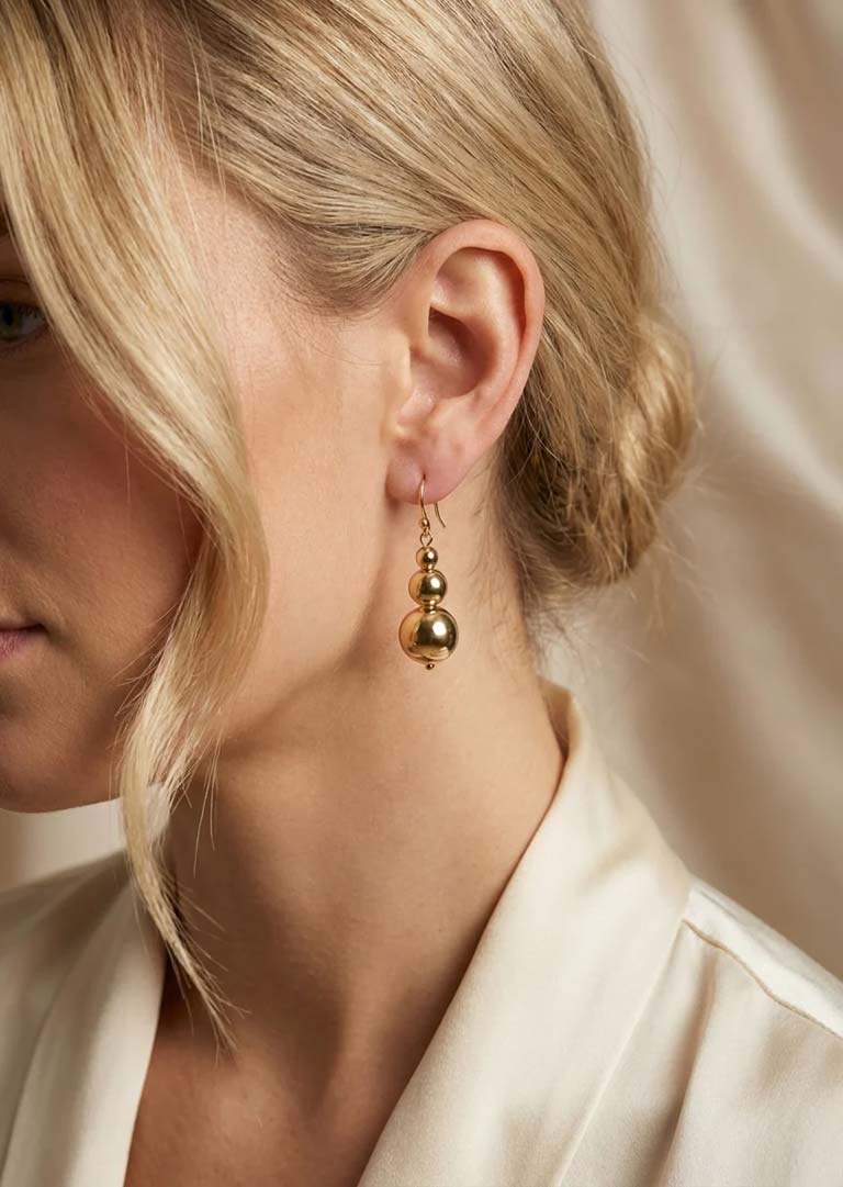 Envy Bead Drop Earrings - Gold