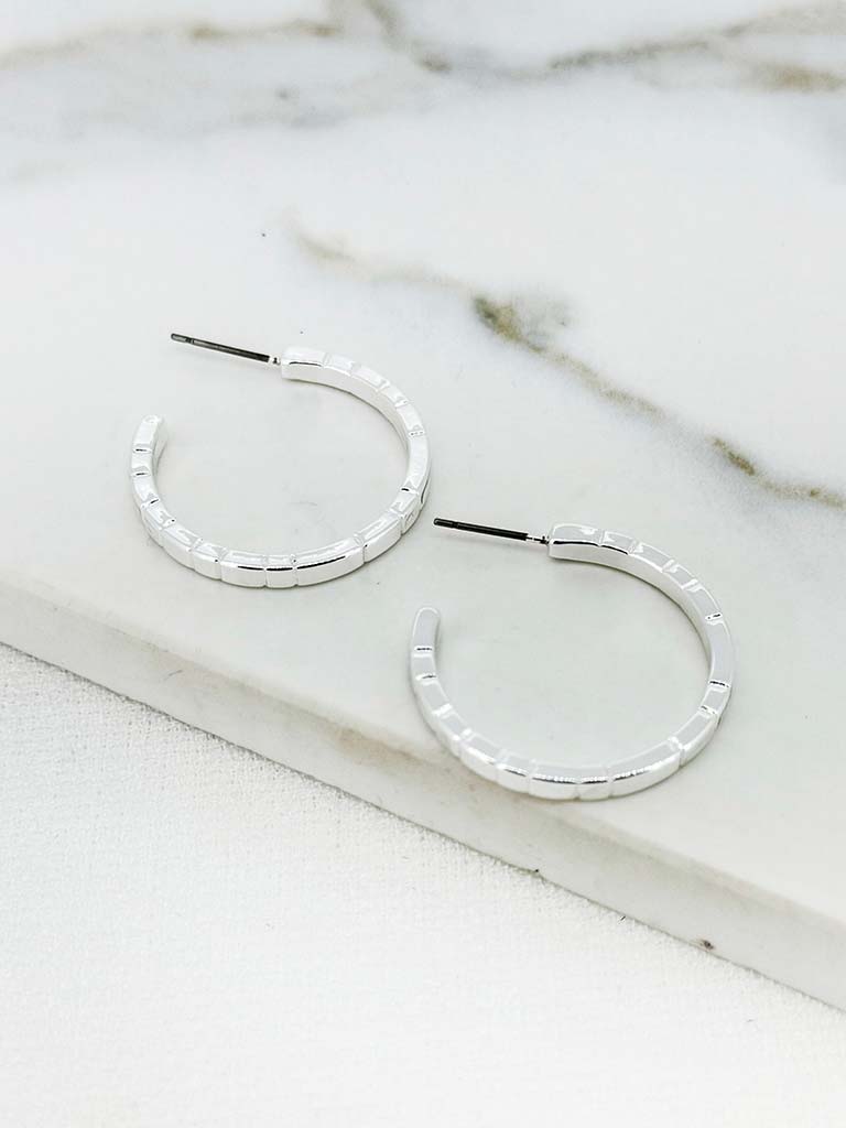 Envy Block Hoop Earrings - Silver - Image 3