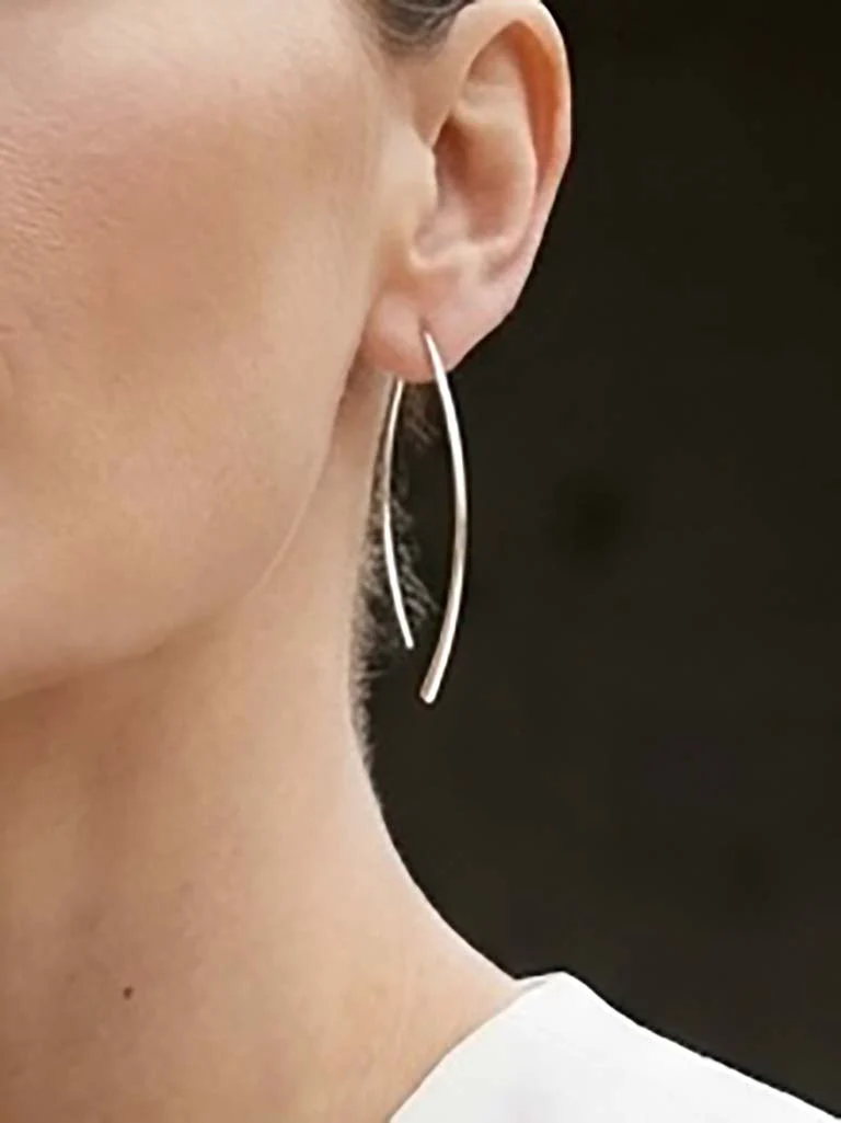 Envy Ellipse Pull Through Earrings - Silver - Image 2