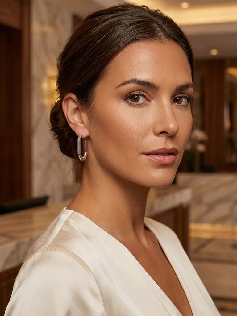 Envy Geo Hoop Earrings - Silver
