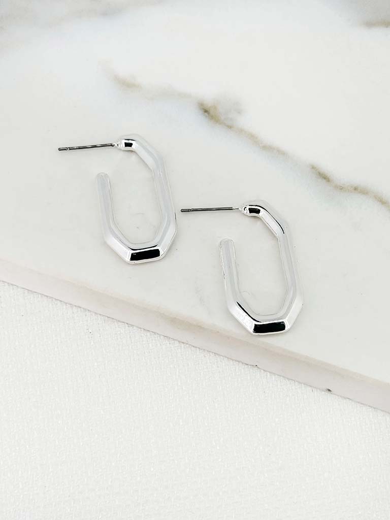 Envy Geo Hoop Earrings - Silver - Image 3