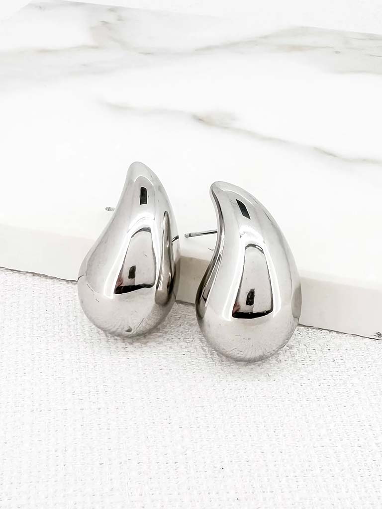 Envy Large Teardrop Earrings - Silver - Image 3