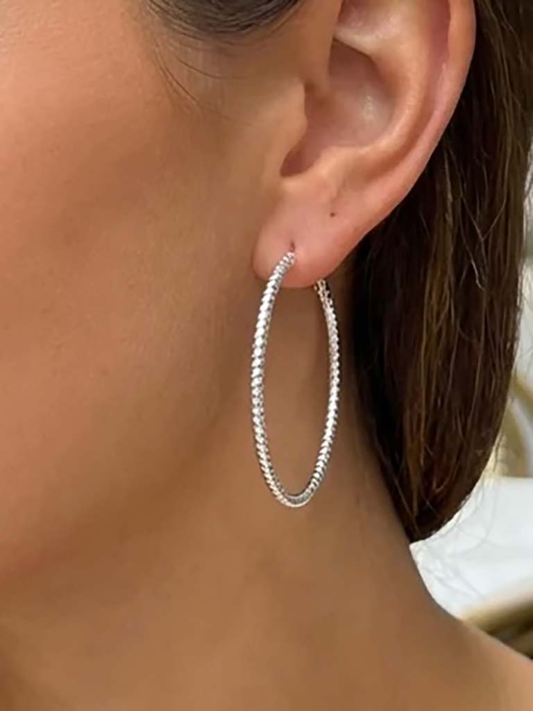 Envy Textured Hoop Earrings - Silver - Image 2