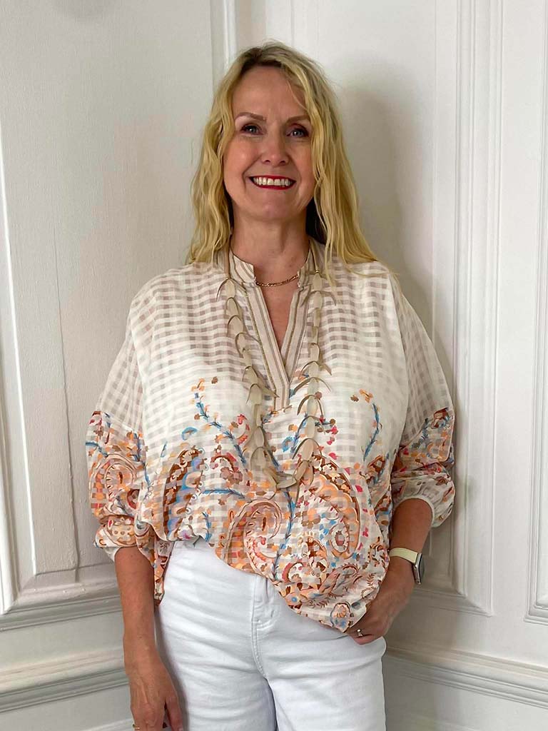 Gingham Paisley Flower Blouse - Image 3