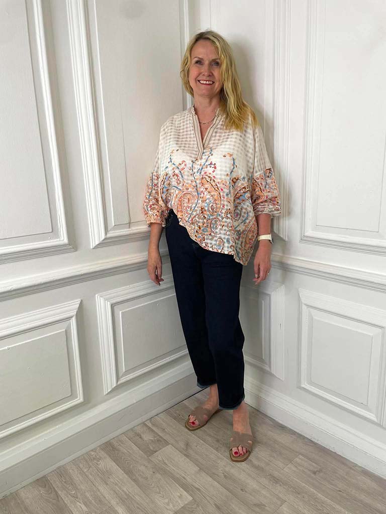 Gingham Paisley Flower Blouse - Image 4