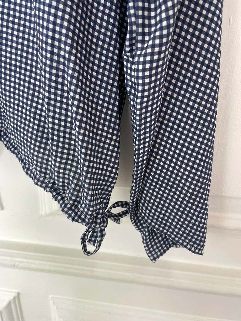 Gingham Tie Side Top - Navy - Image 5