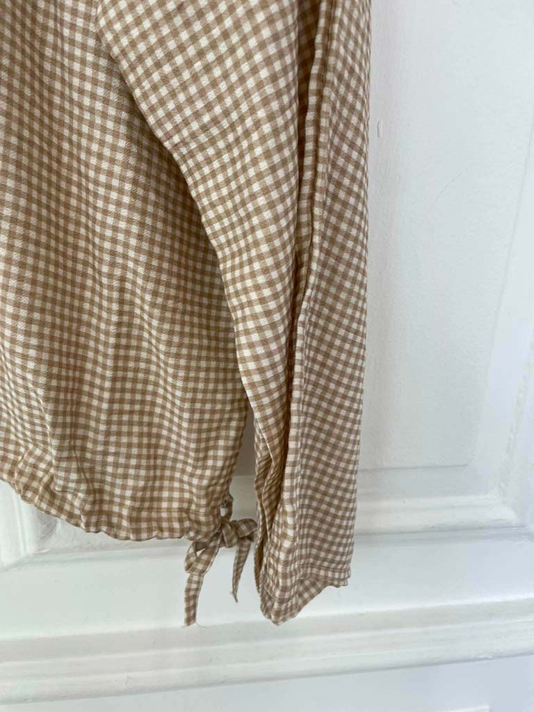 Gingham Tie Side Top - Stone - Image 5