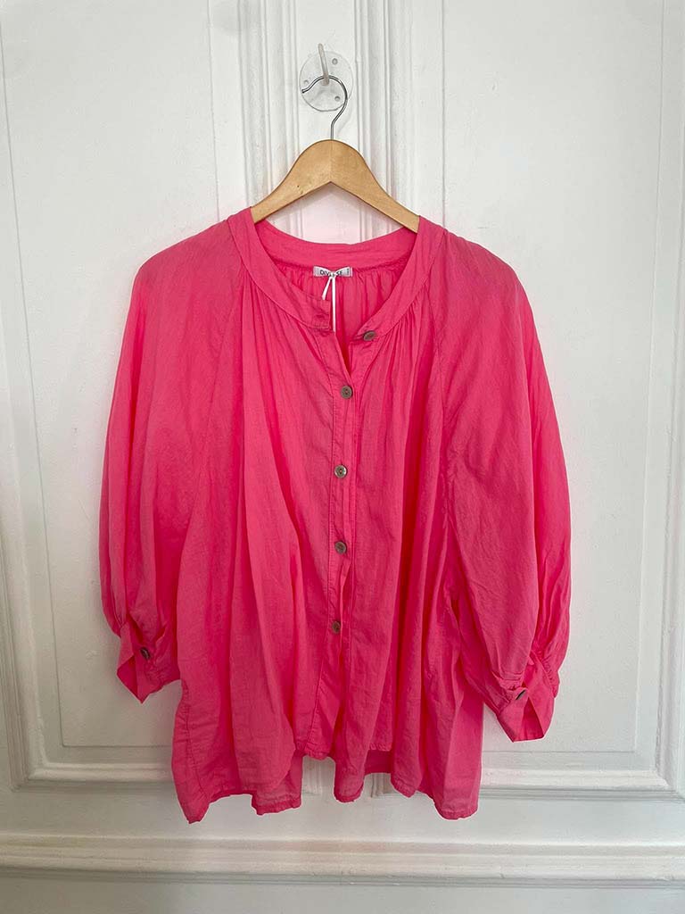 Grandad Collar Cotton Shirt - Sugar - Image 4