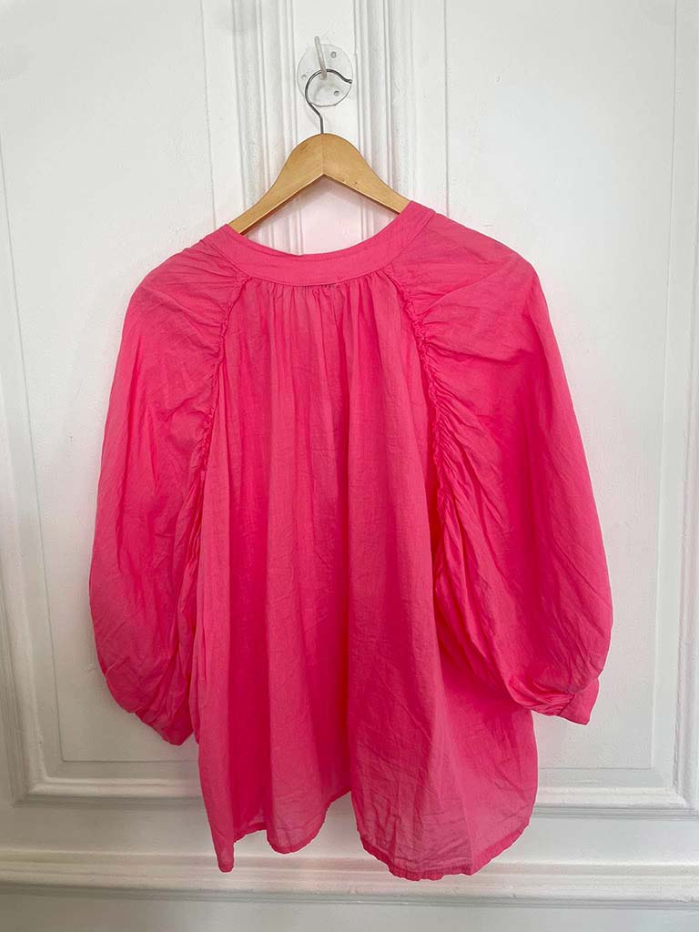 Grandad Collar Cotton Shirt - Sugar - Image 6