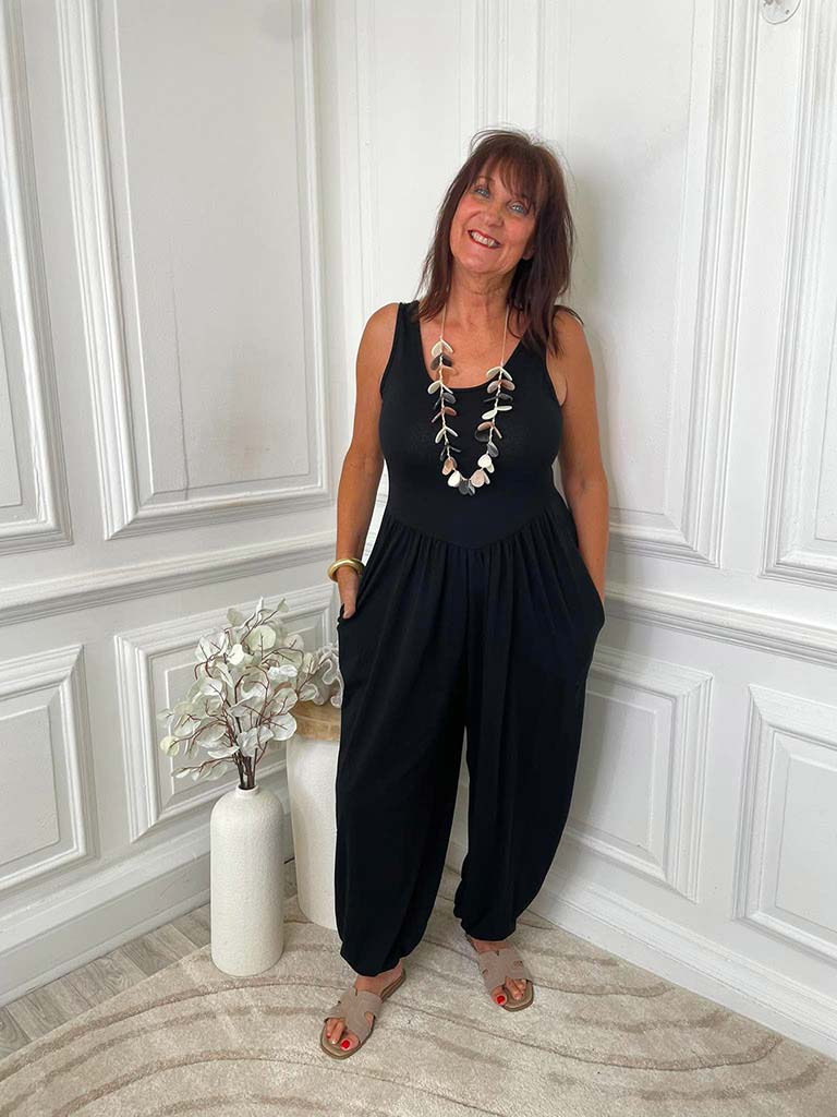 Jersey Balloon Jumpsuit - Black - Image 2