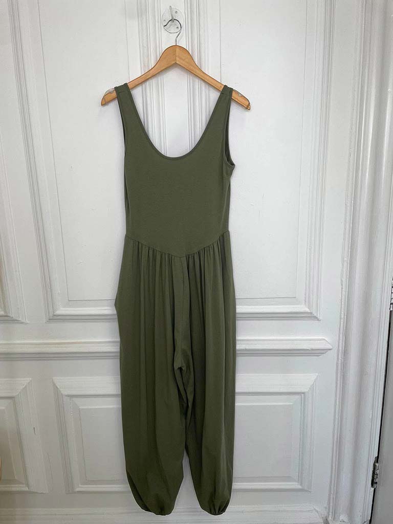 Jersey Balloon Jumpsuit - Khaki - Image 6