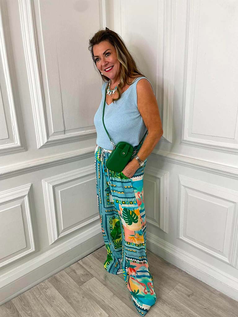 Kitsch Patterned Palazzos - Island Escape - Image 2