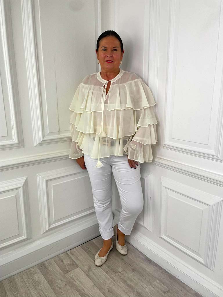 Layered Frill Blouse - Vanilla - Image 2