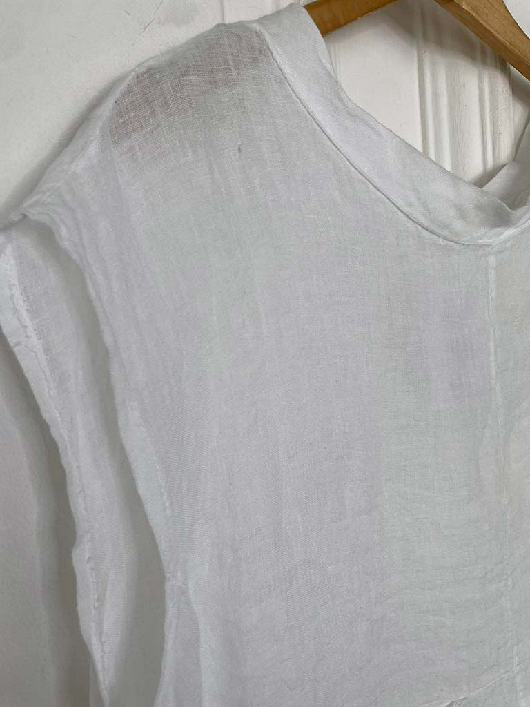 Linen Dip Back Top - White - Image 4