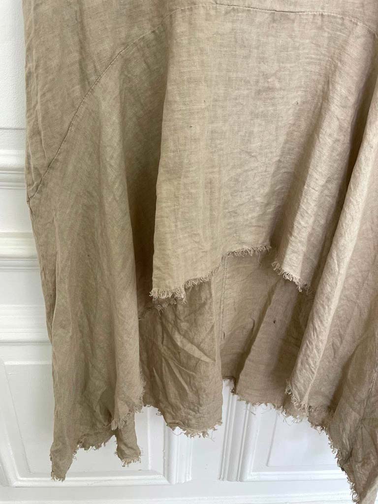 Linen Dip Back Tunic - Stone - Image 3