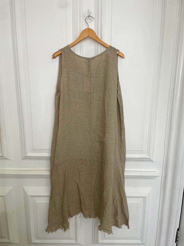 Linen Dip Back Tunic - Stone - Image 5