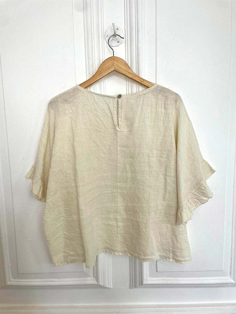 Linen Fiorita Stitch Top - Vanilla - Image 3