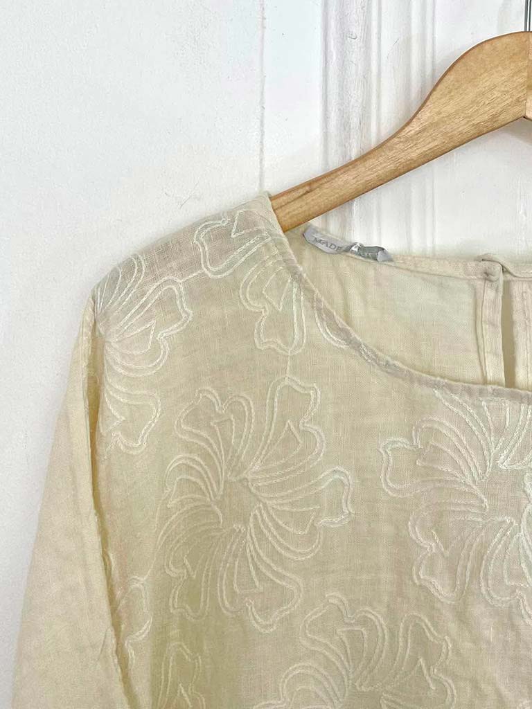 Linen Fiorita Stitch Top - Vanilla - Image 4