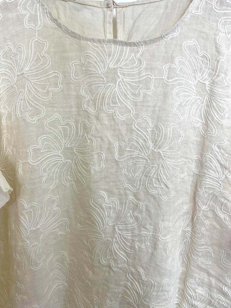 Linen Fiorita Stitch Top - Vanilla - Image 5