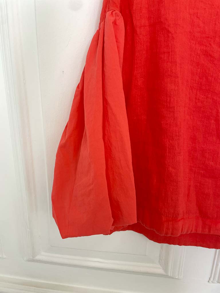 Linen Puff Sleeve Top - Blood Orange - Image 6